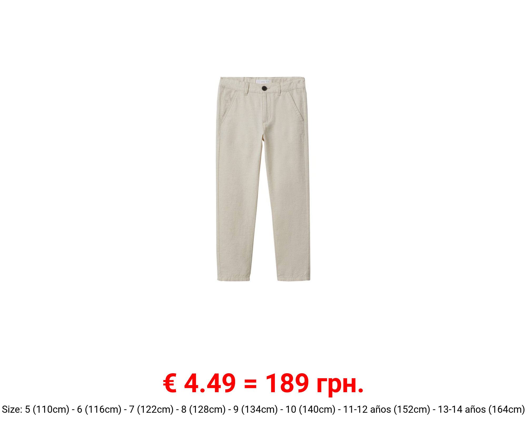 Pantalón slim fit algodón lino