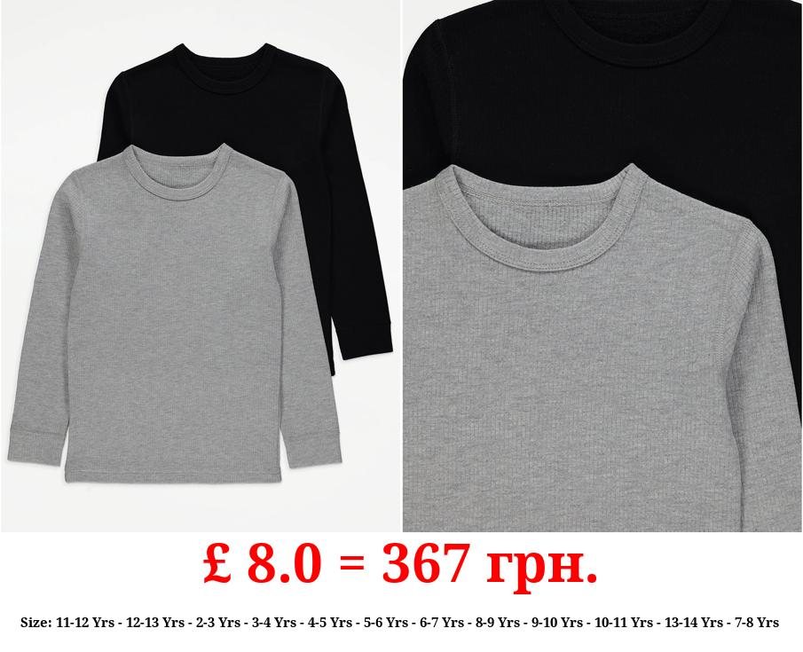 Plain Long Sleeve Thermal Tops 2 Pack