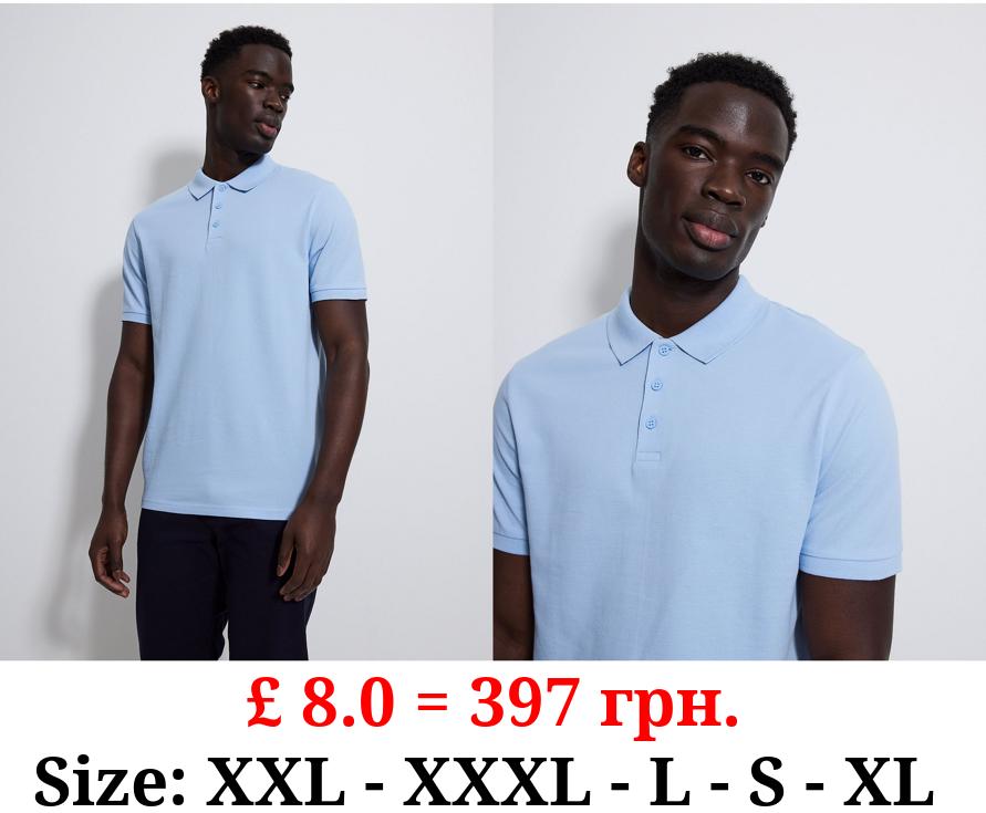 Pale Blue Short Sleeve Polo Top