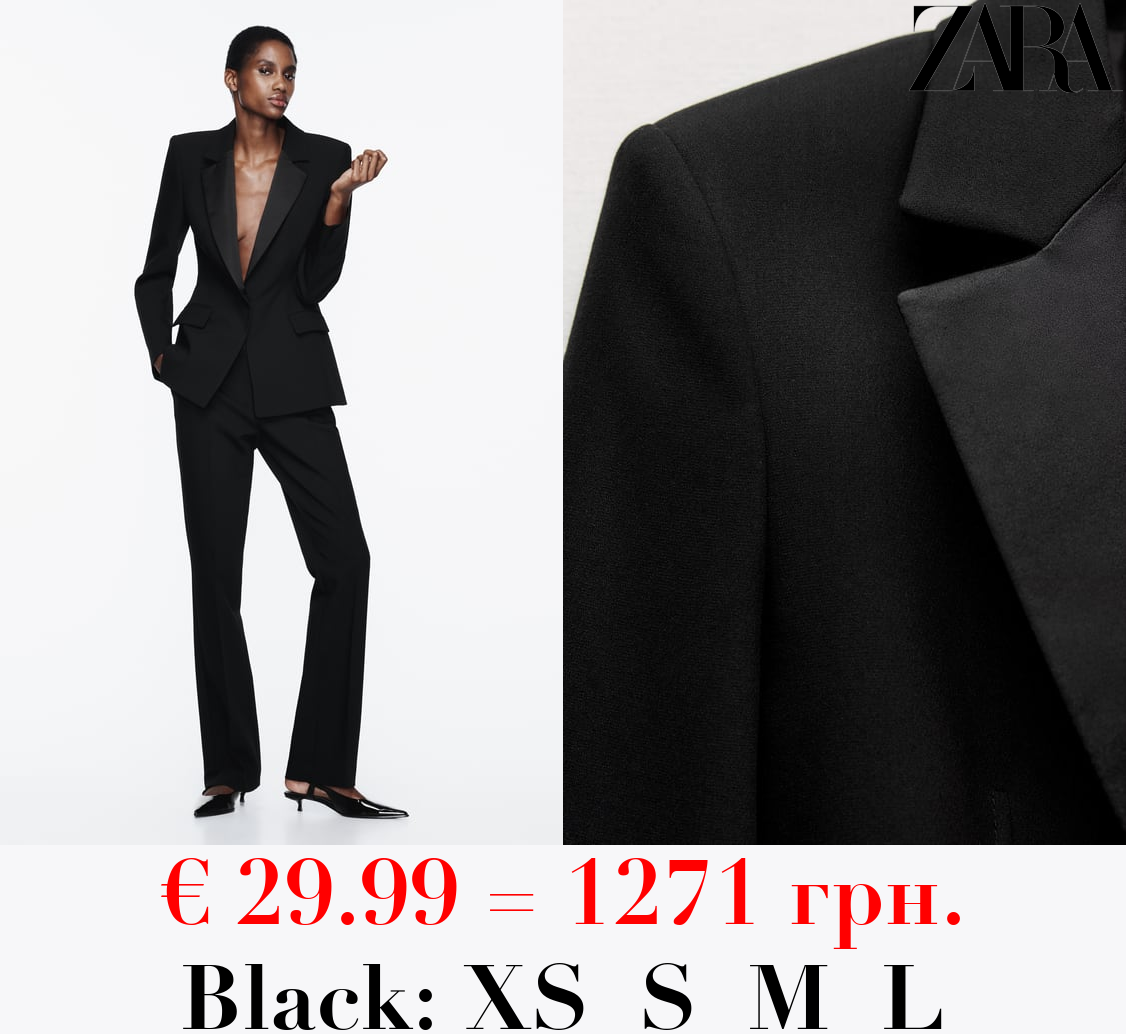 CONTRAST SATIN TUXEDO-STYLE BLAZER