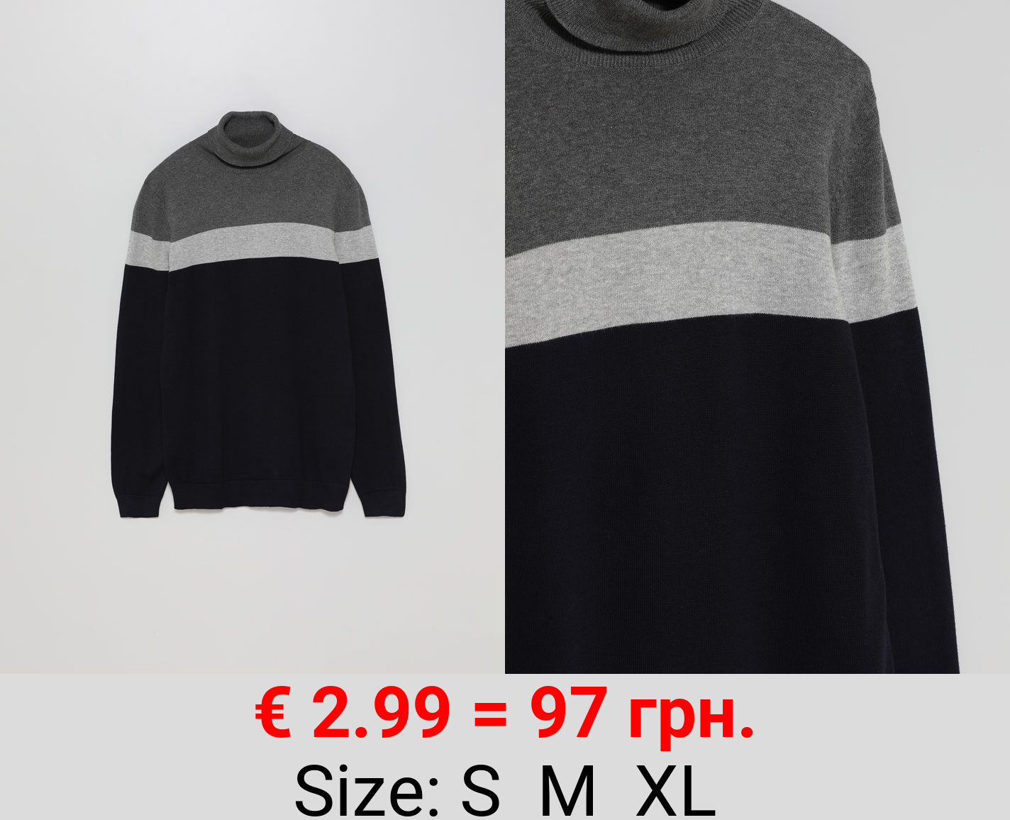Colour block turtleneck sweater