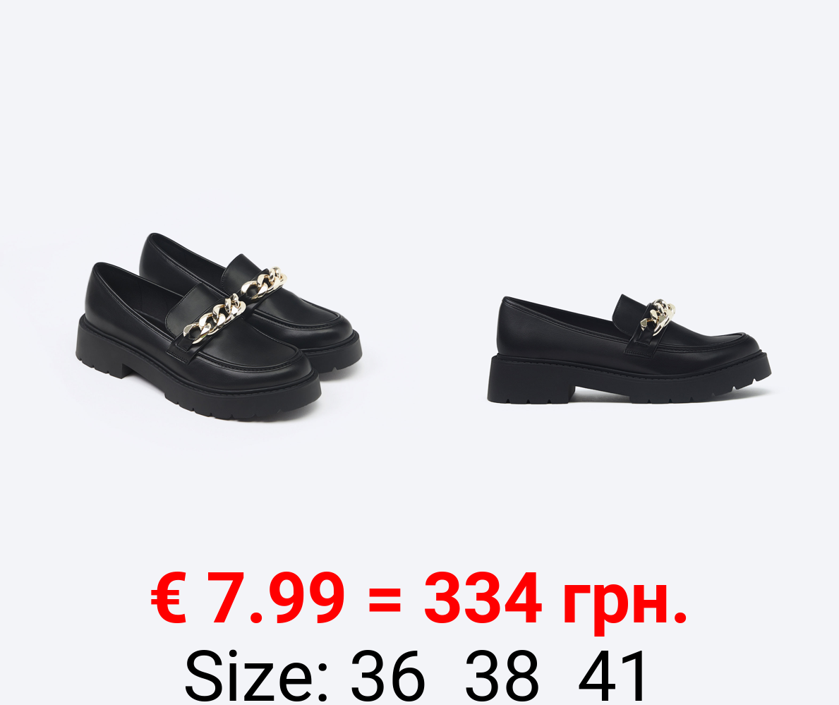 Platform loafers with buckle