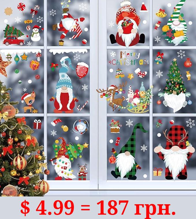 137Pcs Christmas Window Clings Decals Christmas Clings Stickers for Glass Windows Double Sided Static Christmas Window Stickers for Christmas Day Home School Office Decoration