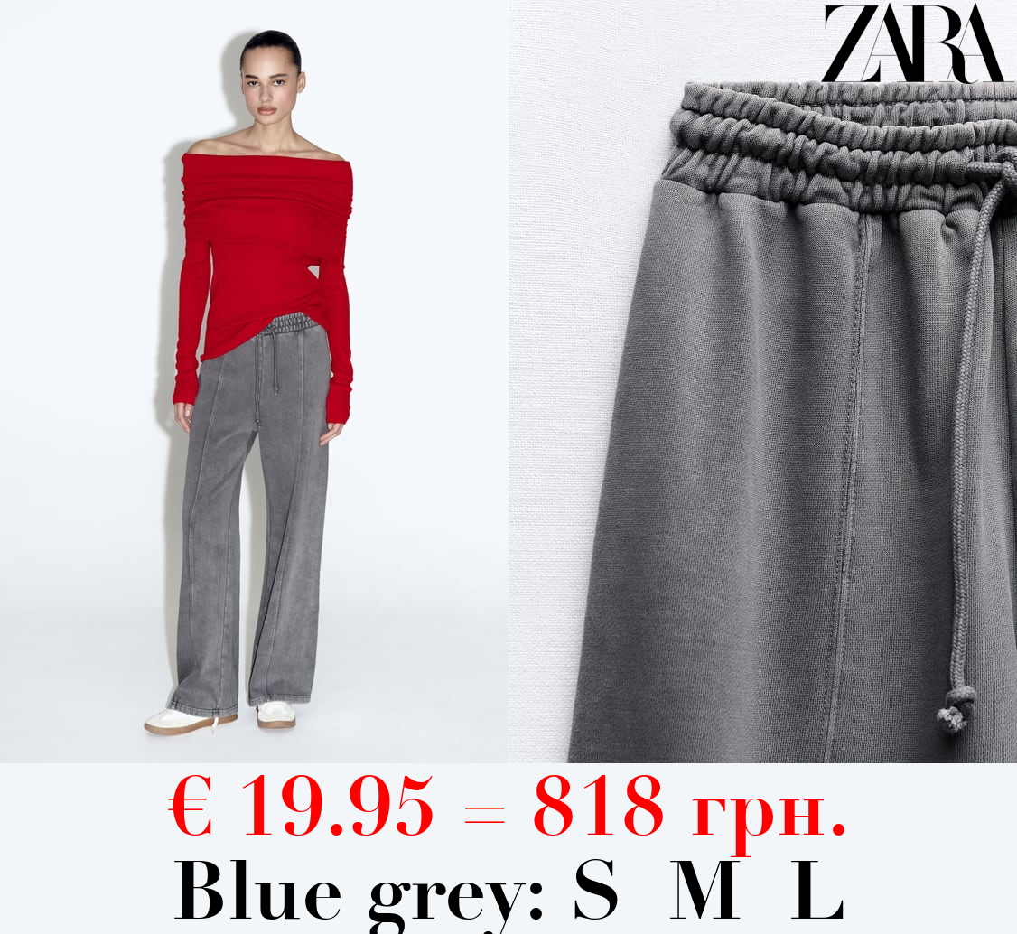 PLUSH WIDE-LEG JOGGER TROUSERS