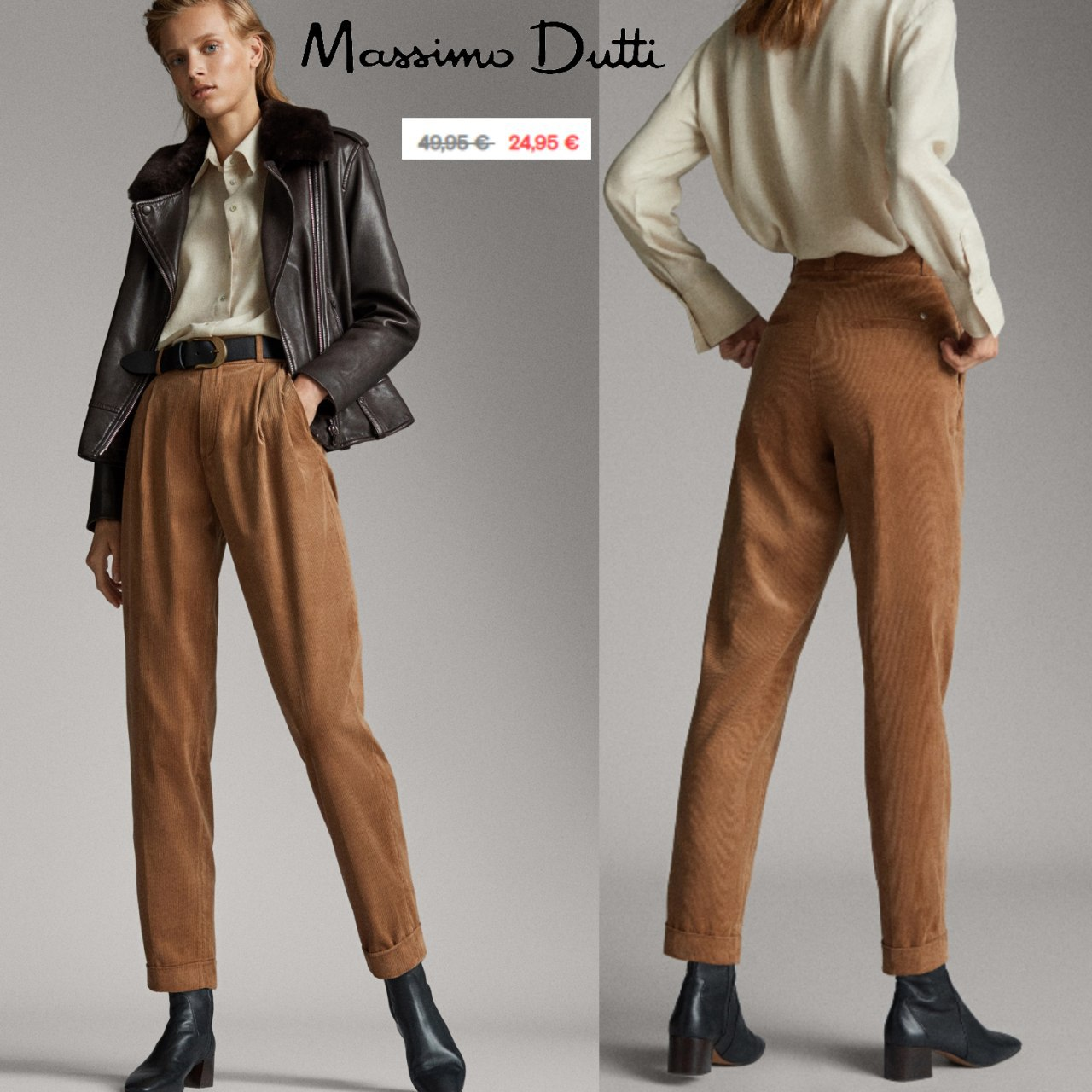 Mujer Massimo Dutti Pantalón Ancho Satinado Pinzas -Studio