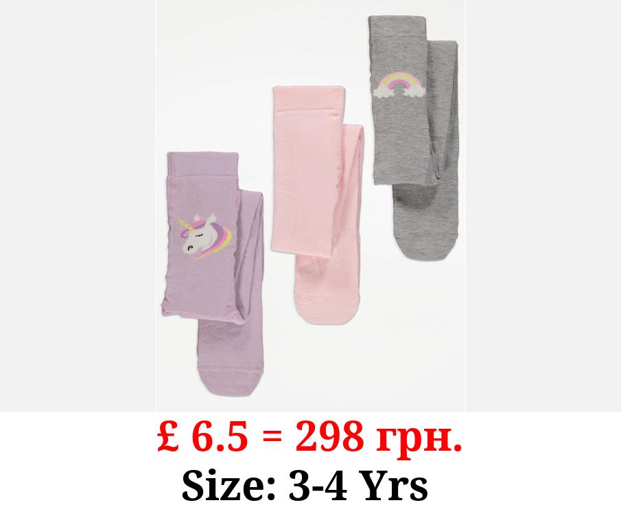 Rainbow Unicorn Tights 3 Pack