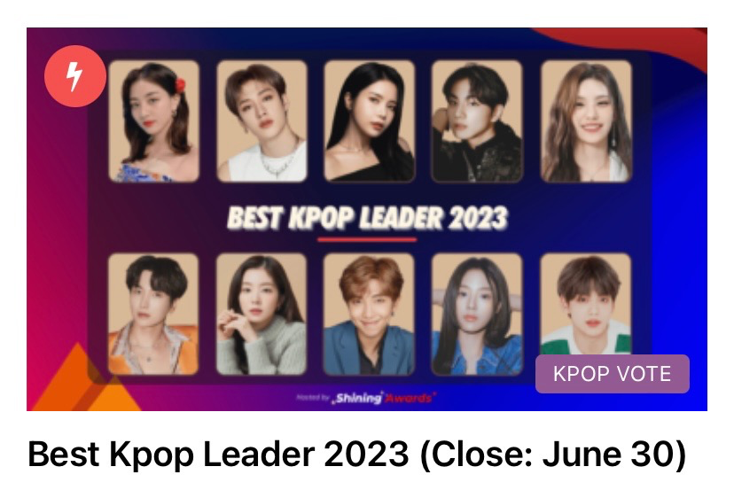 Voting in the nomination "Best Kpop Leader 2023" Telegraph