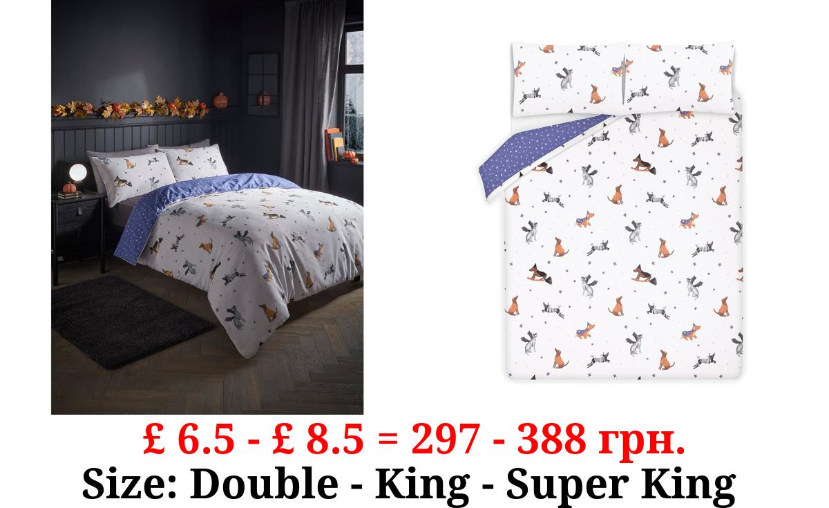 White Halloween Dog Reversible Duvet Set