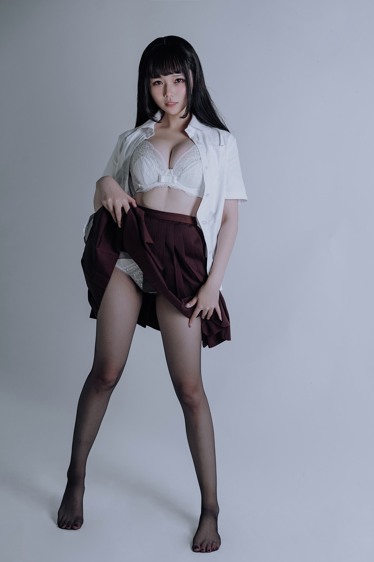 Cosplay 七月喵子 黑丝jk 1