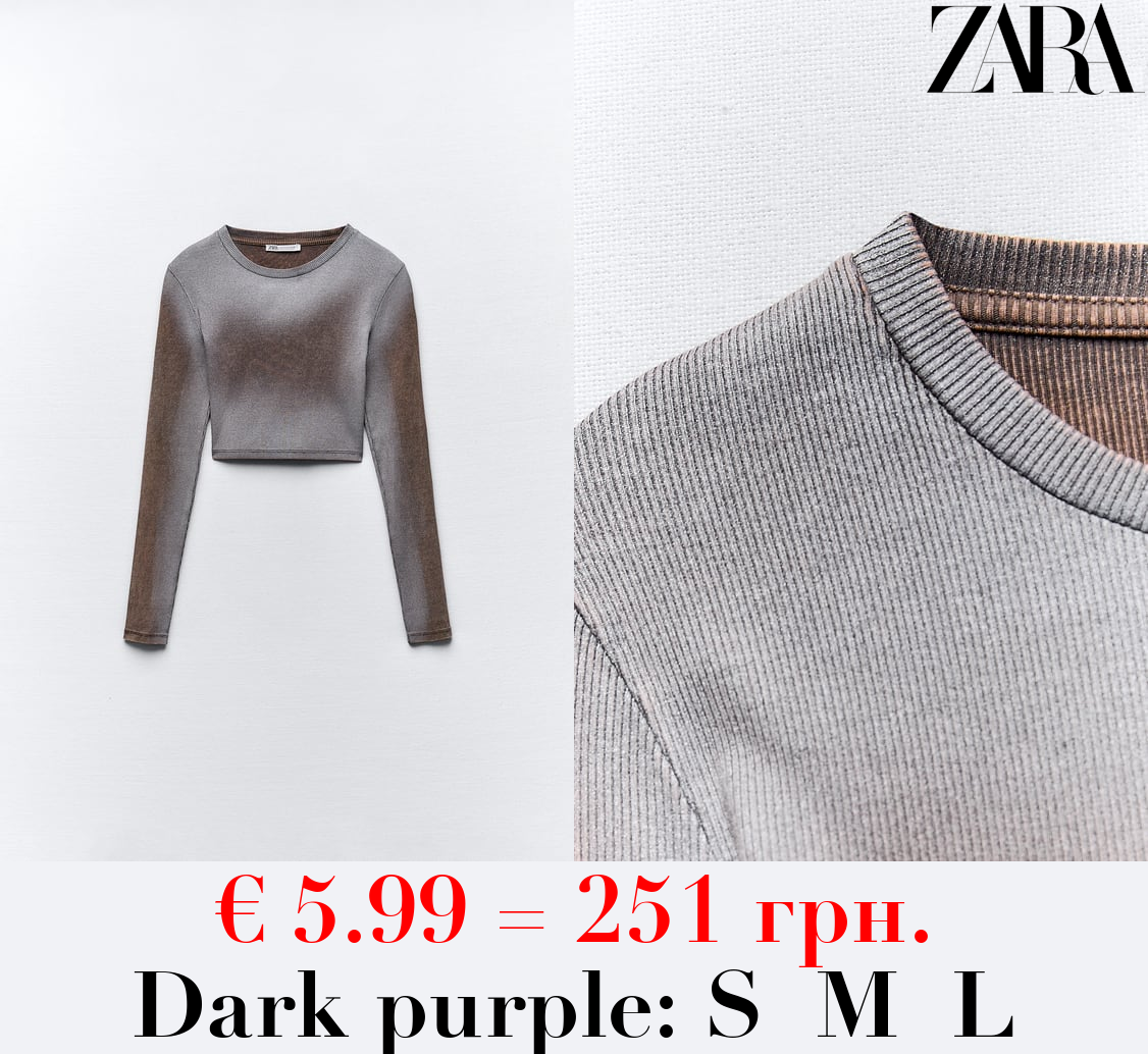 FADED SPRAY-EFFECT CROPPED T-SHIRT