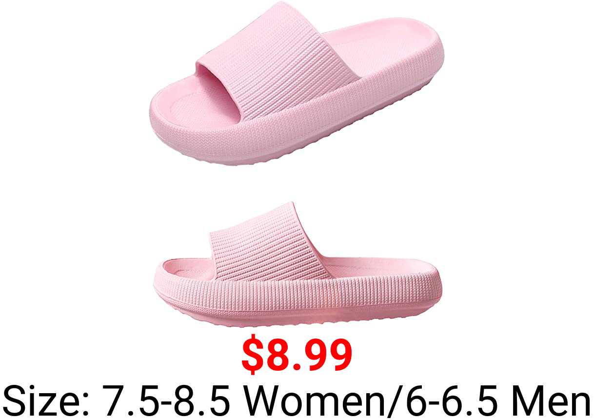Pillow Slippers for Women & Men, Shower Shoes Bathroom Sandals, Extra Thick Soft Cloud Cushioned Non-Slip Quick Drying Massage Open Toe Pool Gym House Platform Slippers