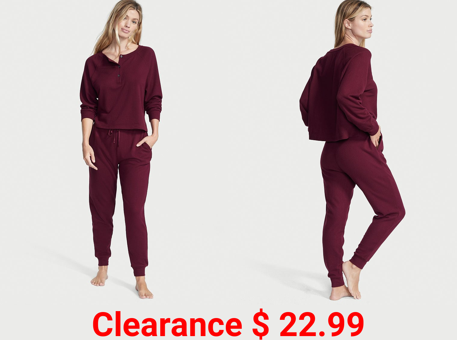 Glow Waffle Henley Jogger Set