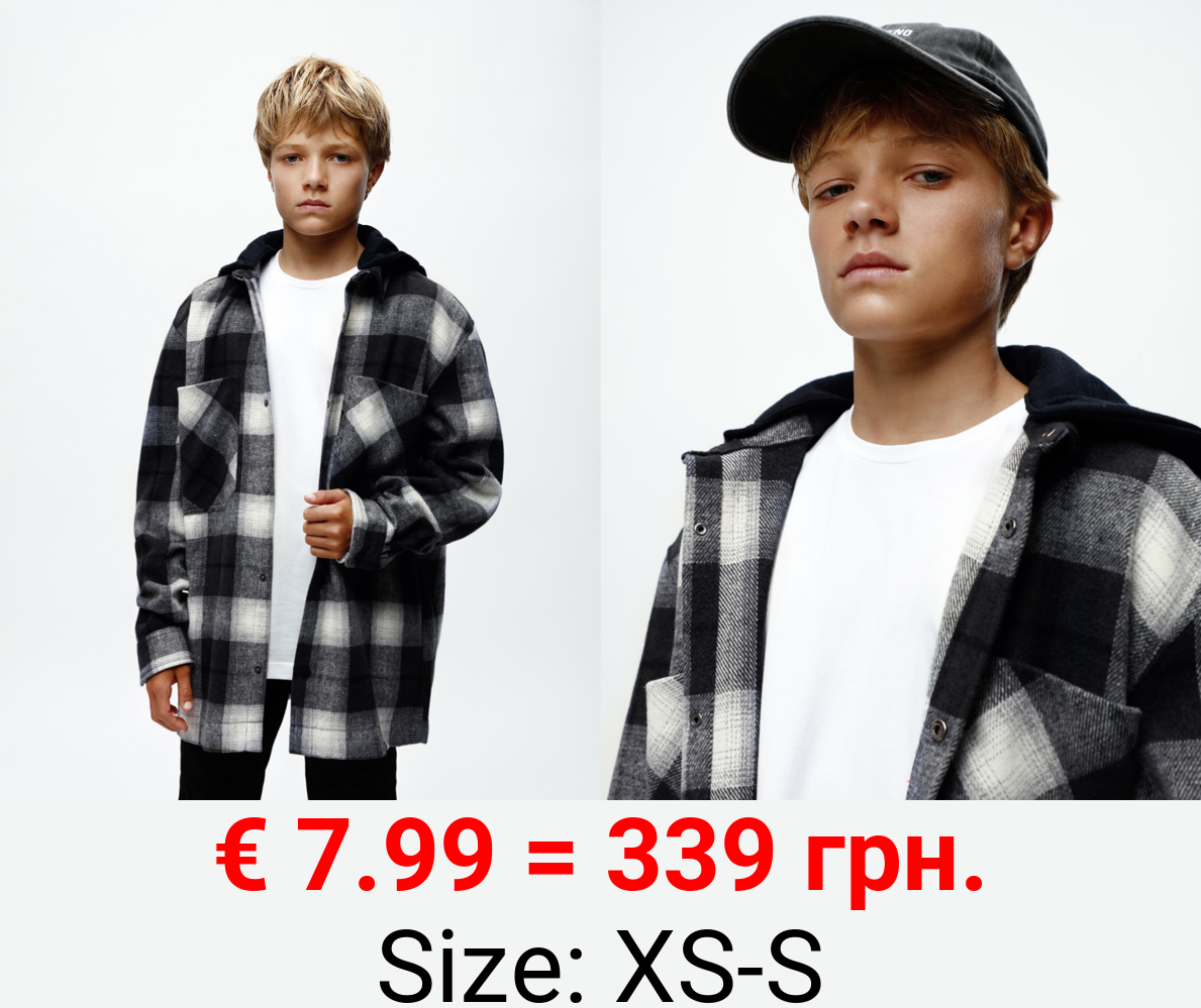 Overshirt with a detachable hood