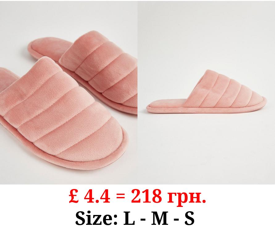 Pink Ribbed Mule Slippers
