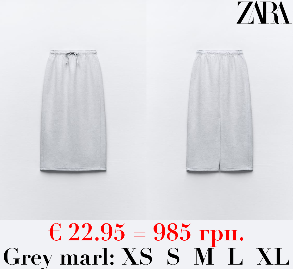 CLEAN INTERLOCK PLUSH MIDI SKIRT