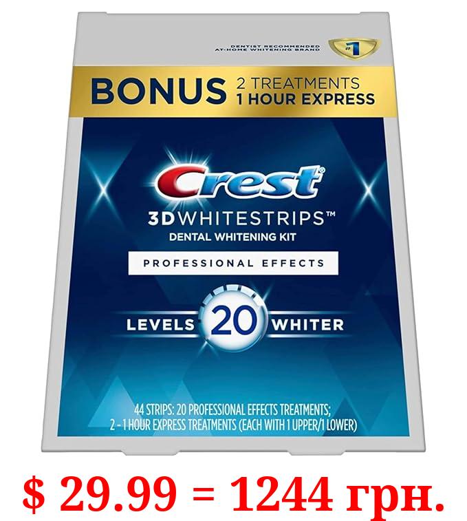 Crest 3D Whitestrips, Professional Effects, Teeth Whitening Strip Kit, 44 Strips (22 Count Pack)