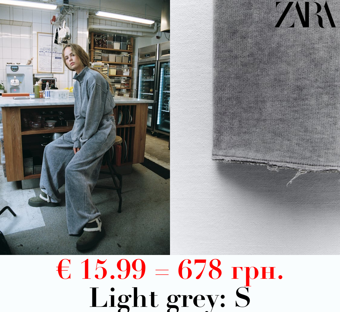 FADED-EFFECT PLUSH TROUSERS