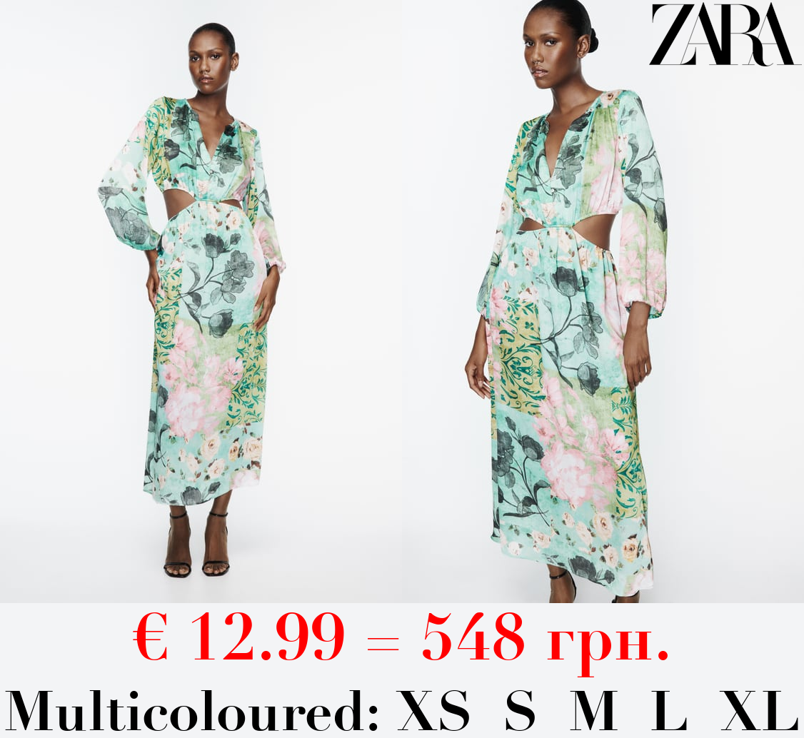 FLORAL PRINT CUT-OUT DRESS