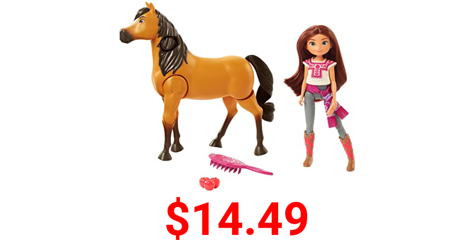 Spirit Untamed Ride Together Lucky Doll (7-in) & Spirit Horse (8-in), Button Feature Lets Doll Ride Horse with Realistic Walking & Moving Joints, Great Gift for Ages 3 Years Old & Up