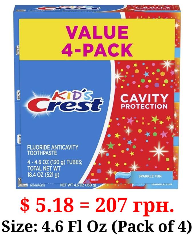 Crest Kids Cavity Protection Toothpaste, Sparkle Fun Flavor, 4.6 oz 4 Pack