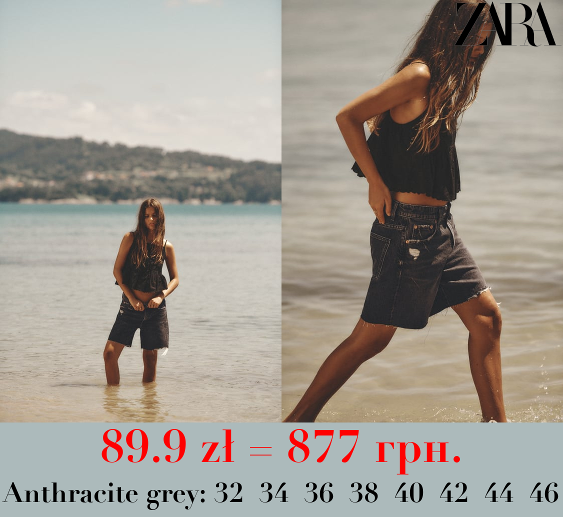 LOOSE FIT DENIM TRF BERMUDA SHORTS