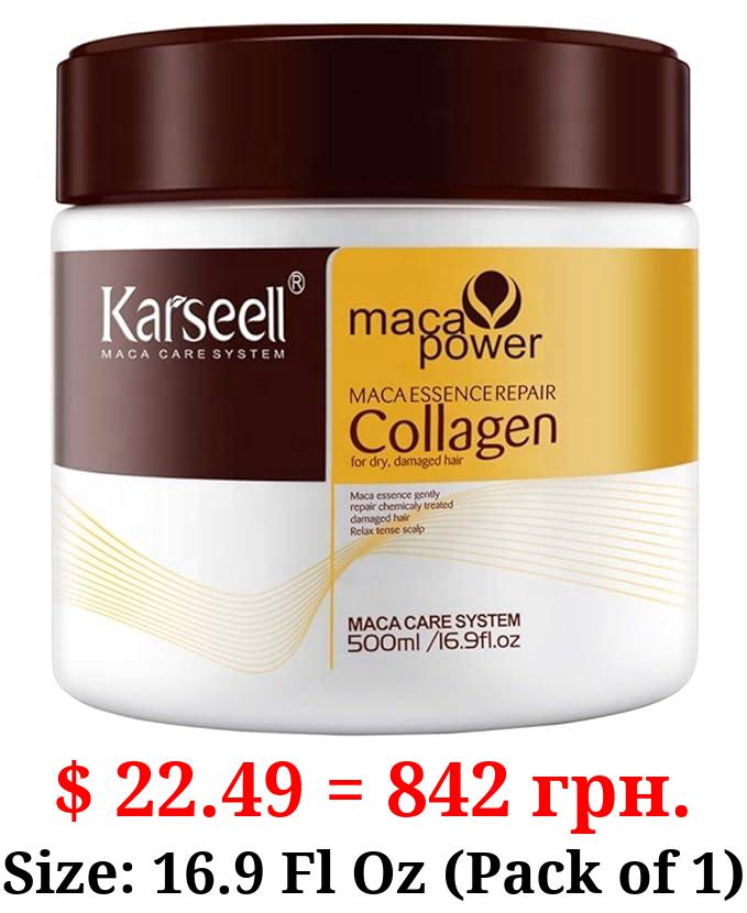Karseell Collagen Hair Treatment Deep Repair Conditioning Argan Oil Collagen Hair Mask Essence for Dry Damaged Hair All Hair Types 16.90 oz 500ml