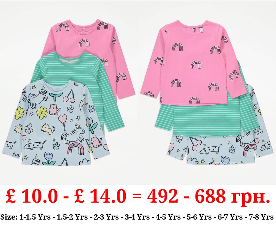 Fun Printed Long Sleeve Tops 3 Pack