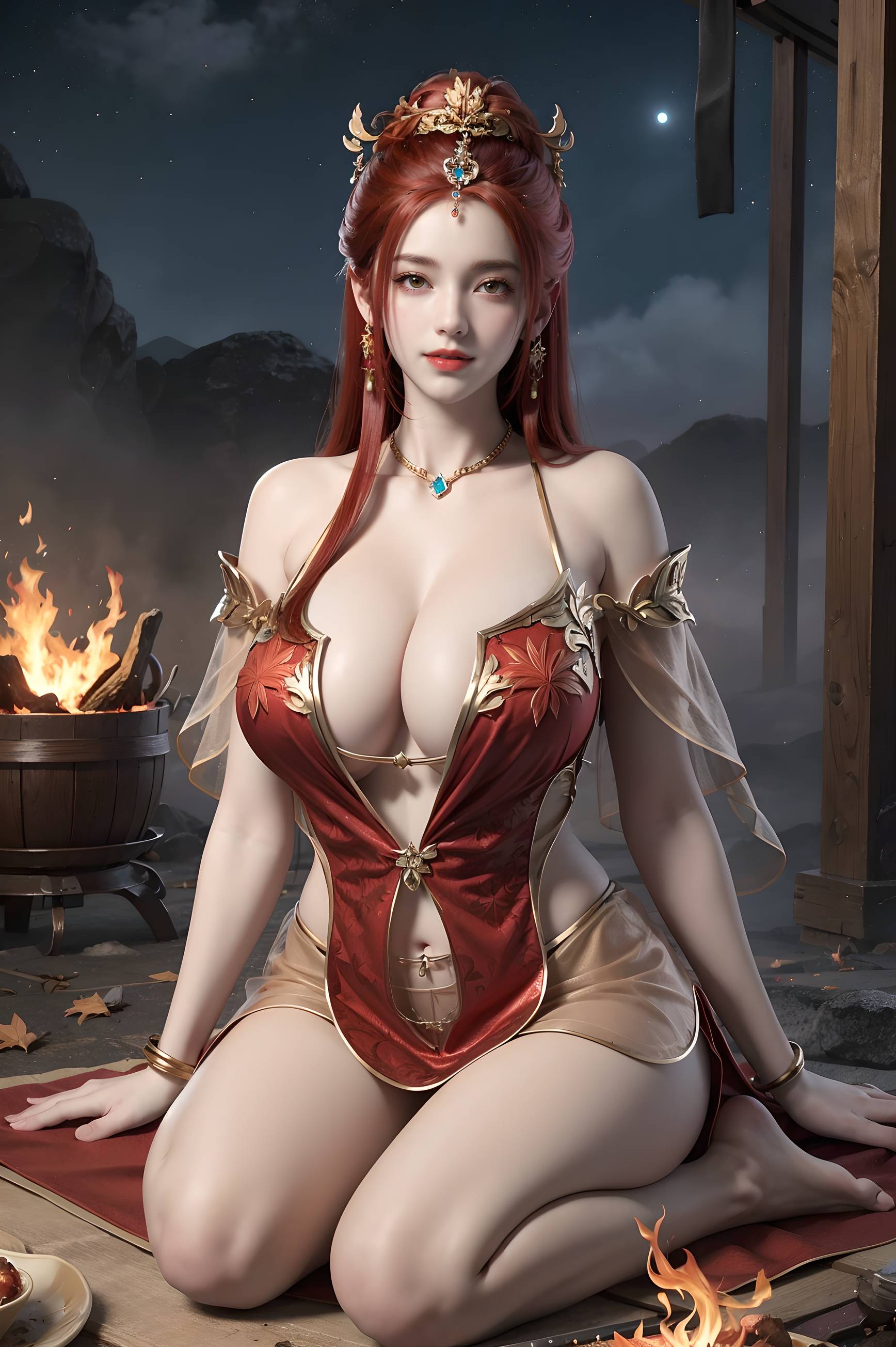 图片[96]-完美世界-曼珠沙华 户外红色礼服-六色网