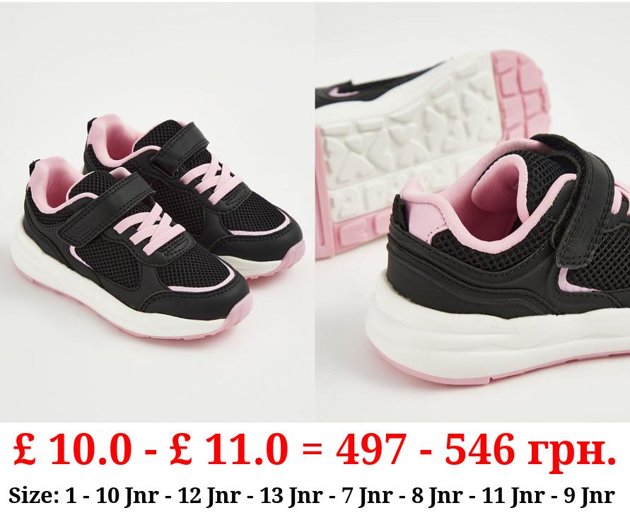 Black Mesh Pink Lace Single Strap Trainers