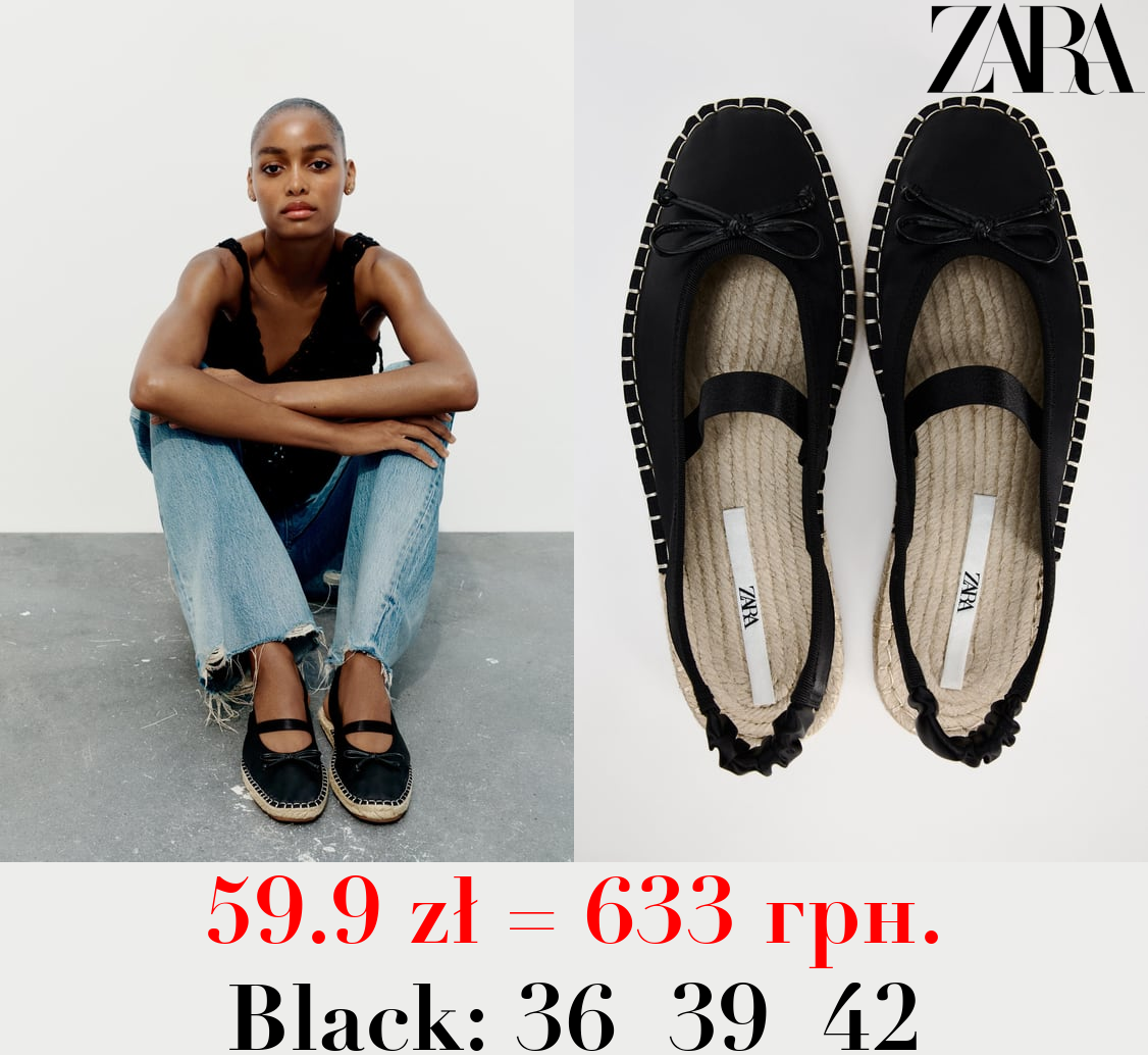 ESPADRILLES WITH BOW AND TOPSTITCHING