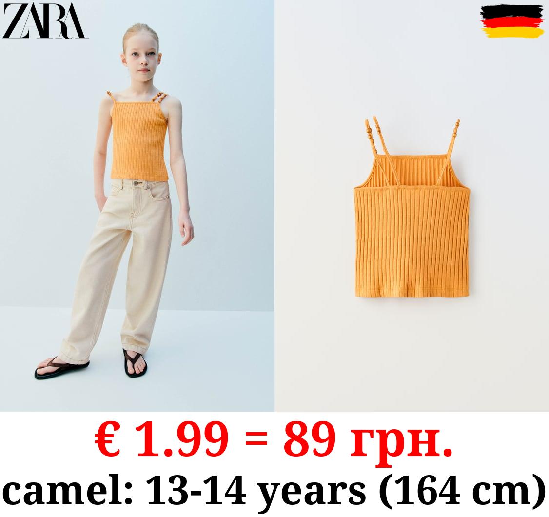 RIBBED TOP WITH BEADED STRAPS