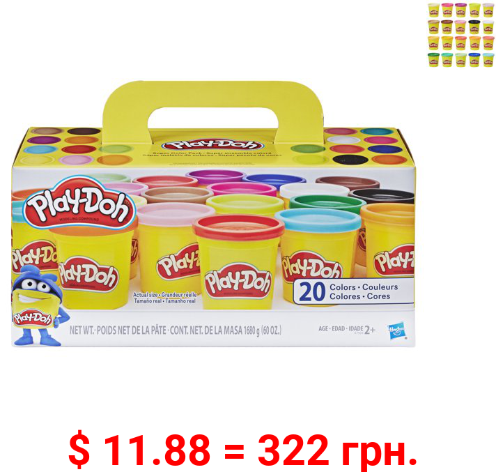 Play-Doh Super Color 20-Pack with 20 Colors, Includes 60 Ounces of Compound