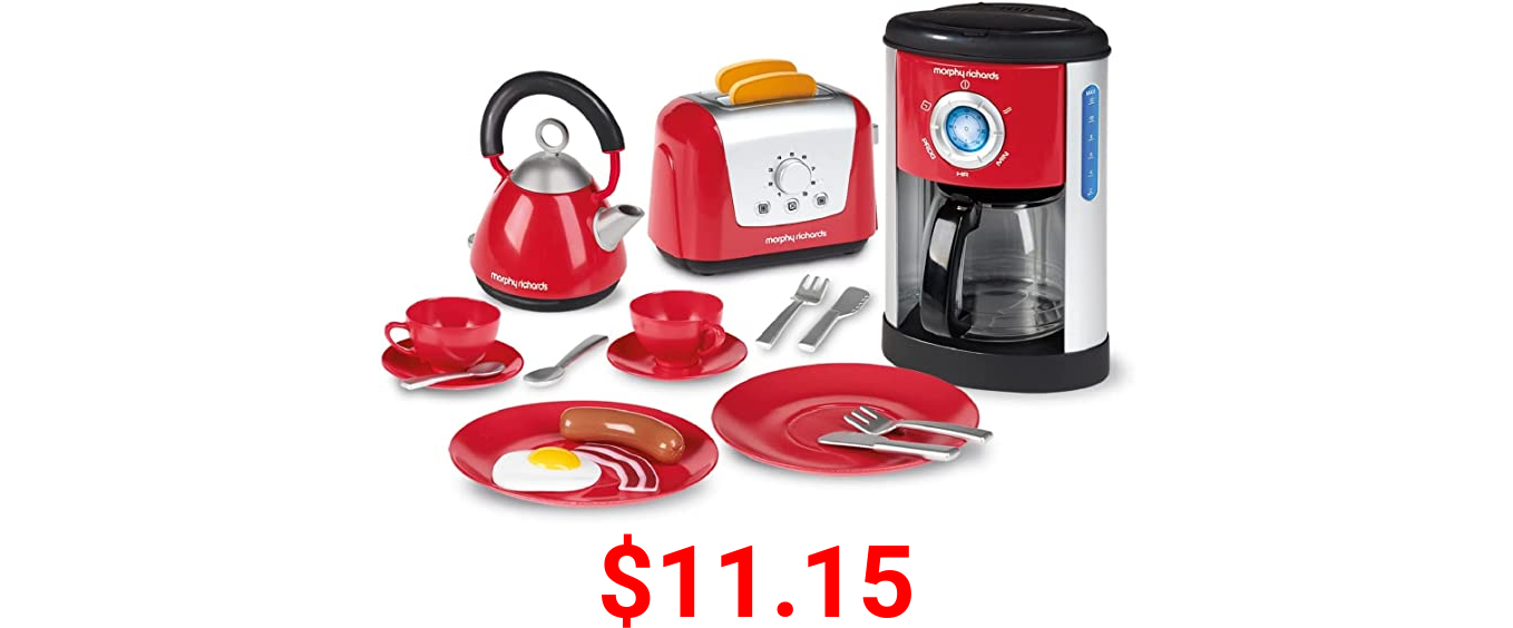 Casdon Morphy Richards Kitchen Set | Toy Kitchen Appliances For Children Aged 3+ | Includes Toaster, Coffee Maker, Kettle & More , Pink