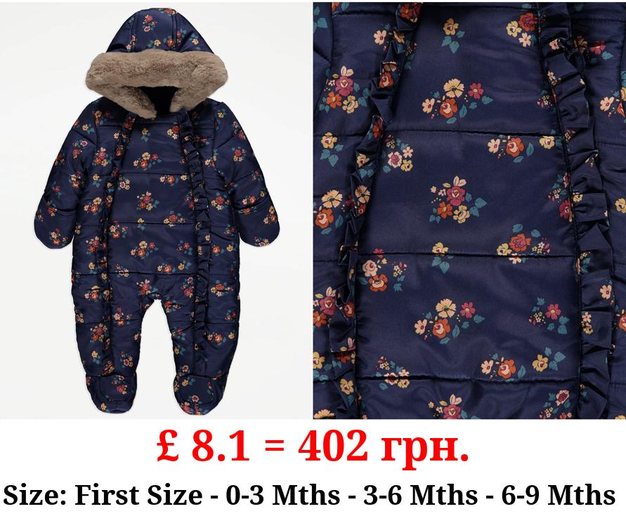 Navy Floral Snowsuit