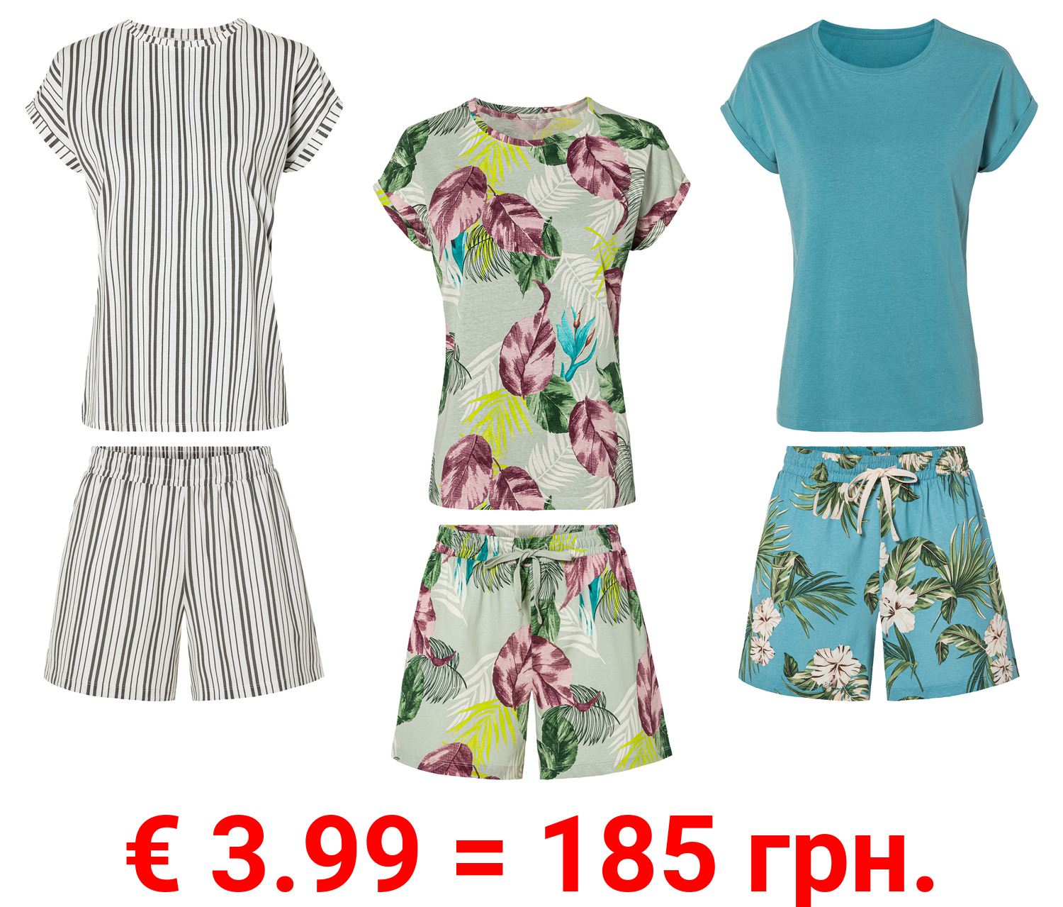 esmara® Damen Pyjama aus reiner Baumwolle