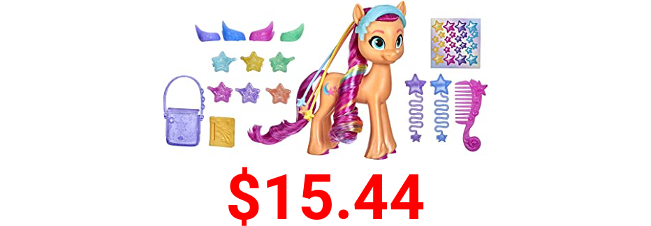 My Little Pony: A New Generation Rainbow Reveal Sunny Starscout - 6-Inch Orange Pony Toy with Surprise Rainbow Braid and 17 Accessories