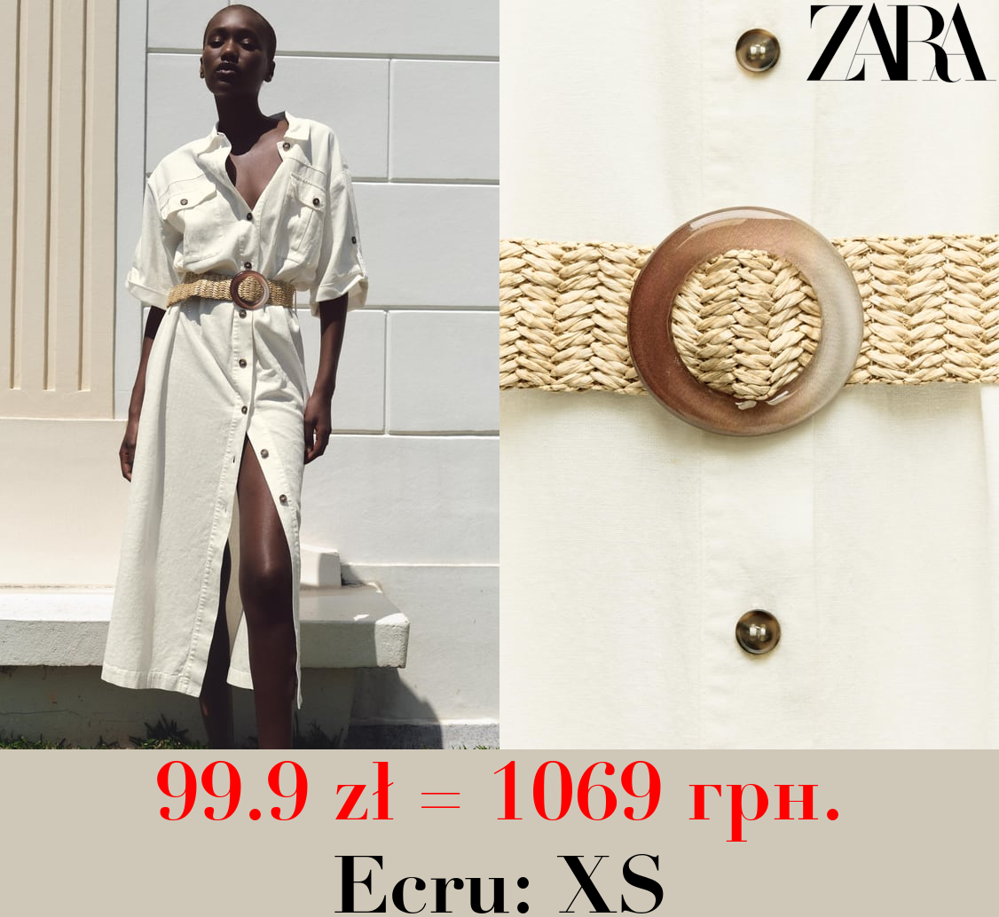 BELTED MIDI SHIRT DRESS