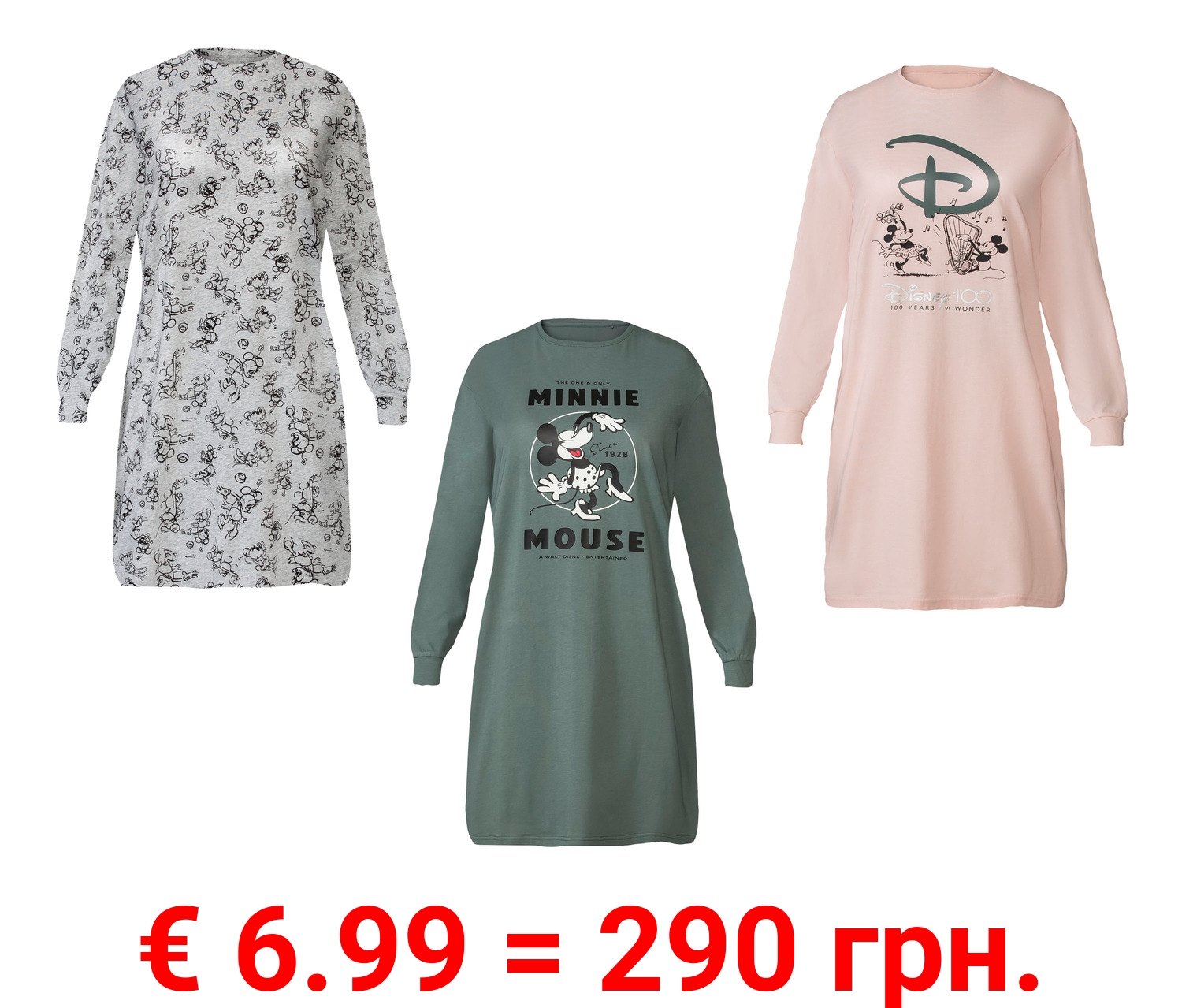 Damen Bigshirt, mit Disney-Motiv, 100 % Baumwolle