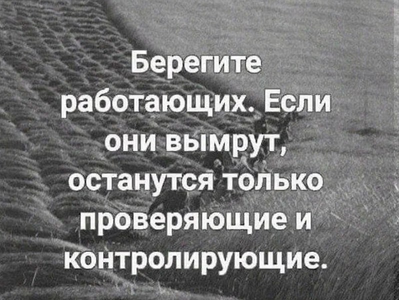 Берегите работающих если они вымрут останутся только проверяющие и контролирующие картинка