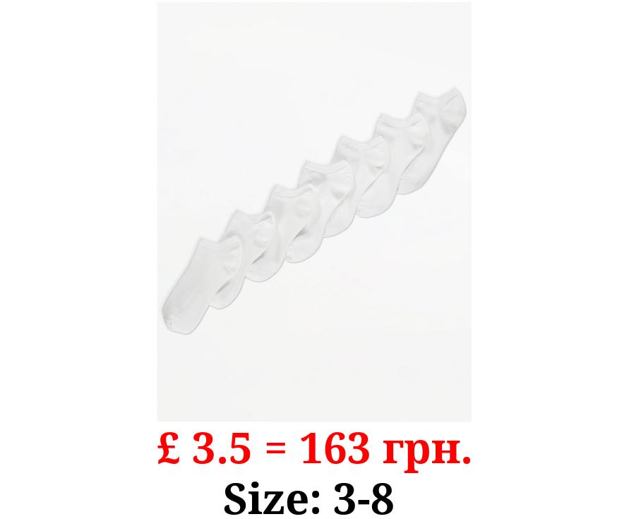 White Trainer Liner Socks 7 Pack