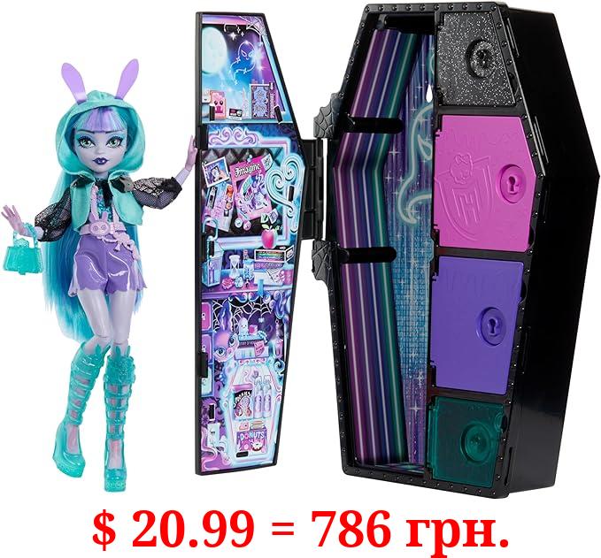 ​Monster High Doll and Fashion Set, Twyla Doll, Skulltimate Secrets: Neon Frights, Dress-Up Locker with 19+ Surprises​