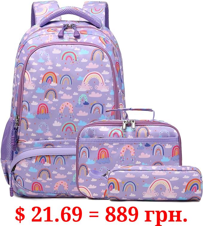 Dafelile Backpack Unicorn for Girls School Preschool Backpack for Girls 3 IN 1 School Bookpack Set with Lunch Bag Pencil Bag