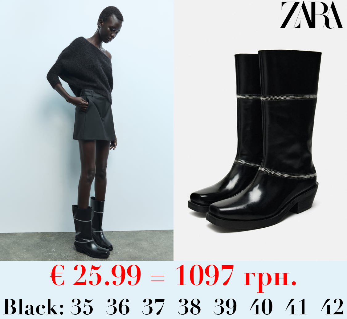 LEATHER ANKLE BOOTS WITH ZIPS