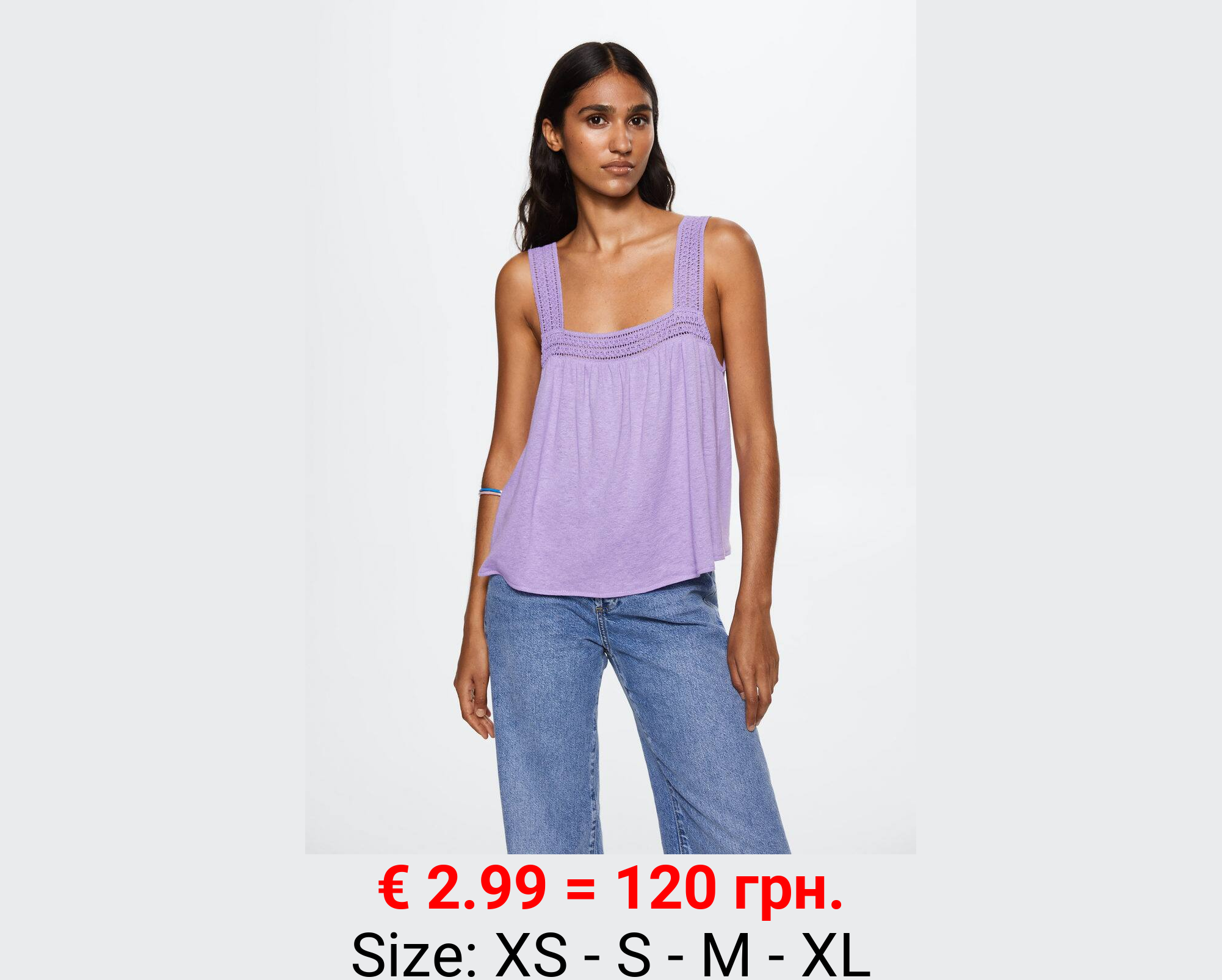 Top lino detalles calados