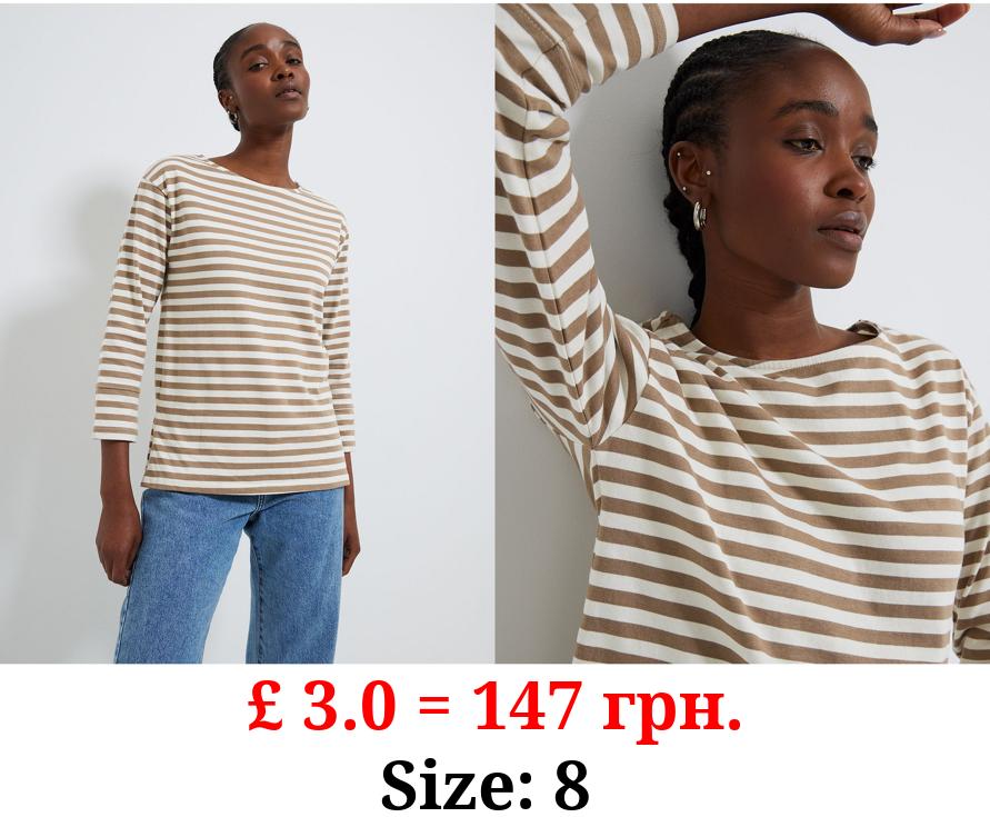 Nude Striped Long Sleeve Top