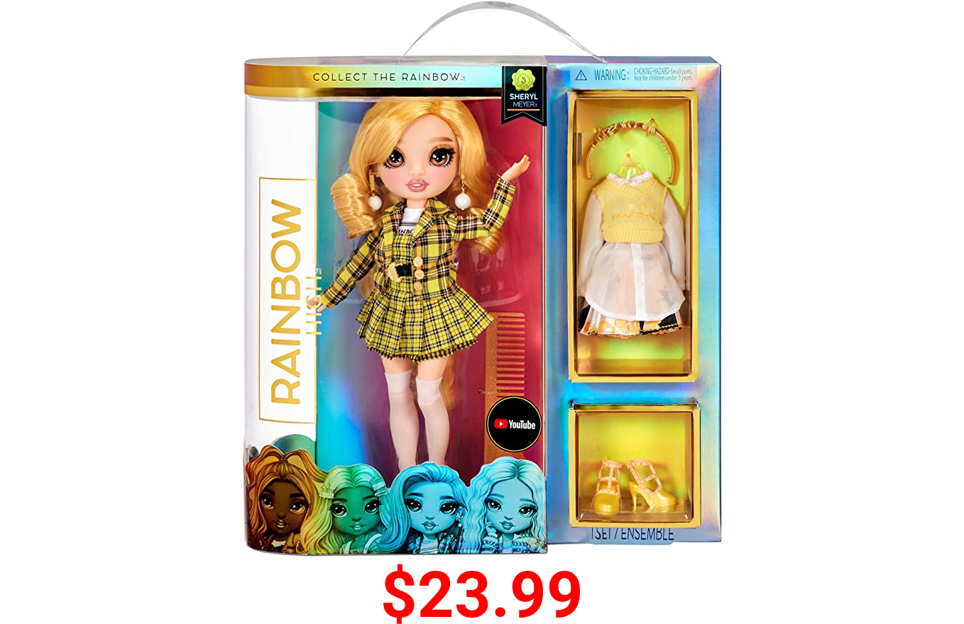 Rainbow High Series 3 Sheryl Meyer Fashion Doll – Marigold (Yellow) with 2 Designer Outfits to Mix & Match with Accessories, Gift for Kids and Collectors, Toys for Kids Ages 6 7 8+ to 12 Years Old
