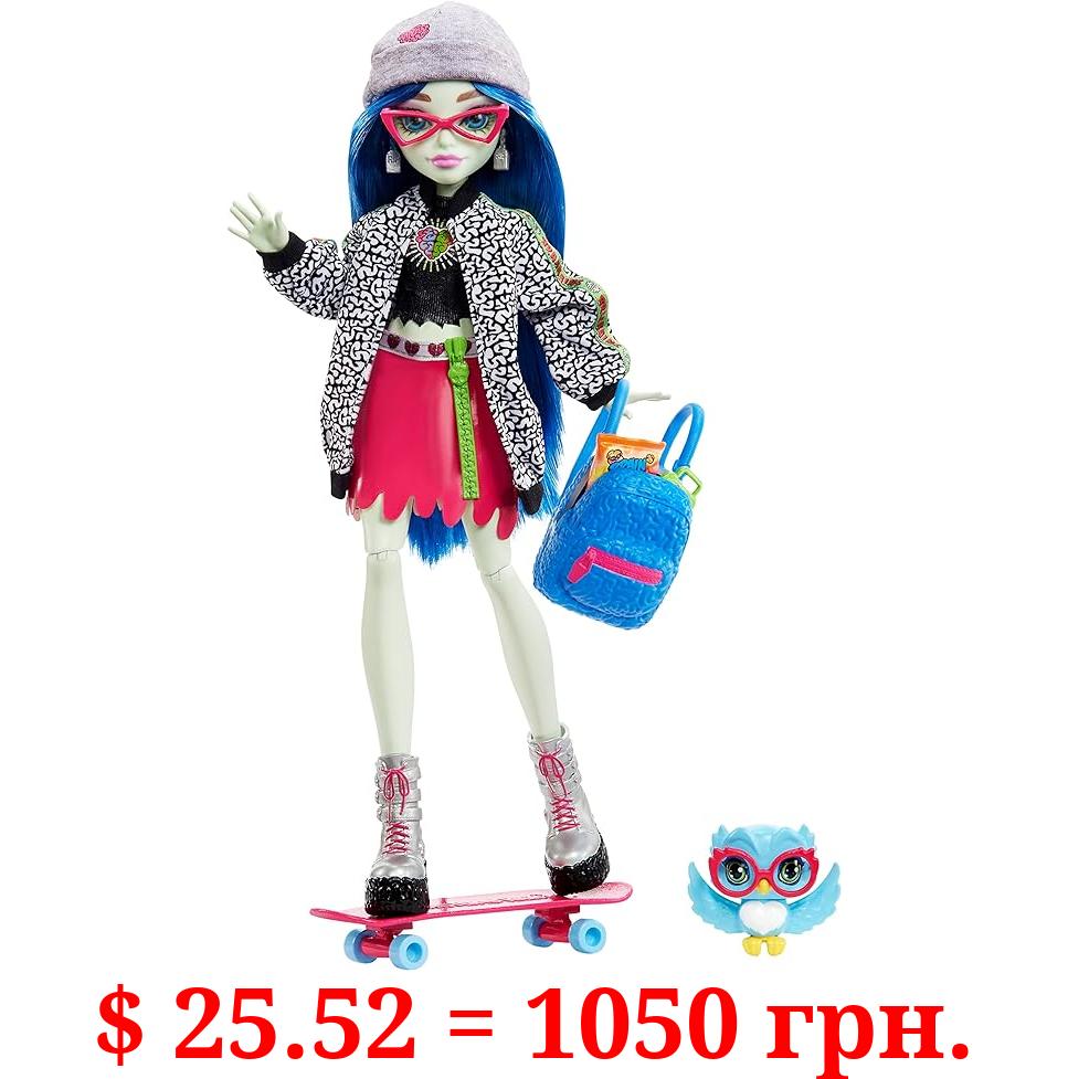 Monster High Ghoulia Yelps Posable Doll (10.3 in) with Blue Hair, Pet and Accessories, Gift for 3 Year Olds and Up