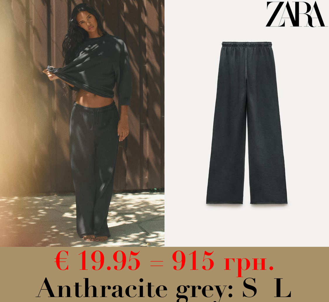 FADED-EFFECT PLUSH JOGGER TROUSERS