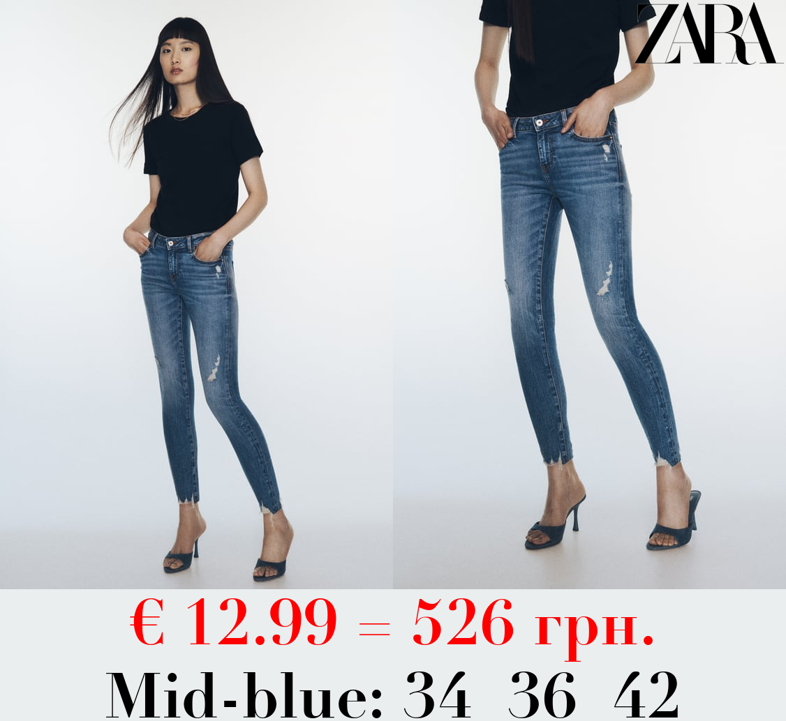 Z1975 SKINNY MID-RISE RIPPED JEANS