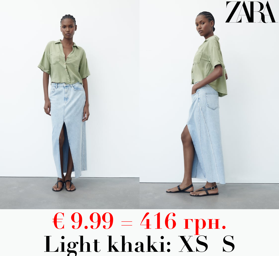 LINEN AND VISCOSE BLEND CROPPED SHIRT